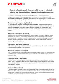 Scheda informativa sulla Sicurezza sul lavoro durante un impegno, affinché non ci siano incidenti.